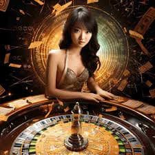 Live roulette wheel and betting table at crazyrich88 slot with real dealer